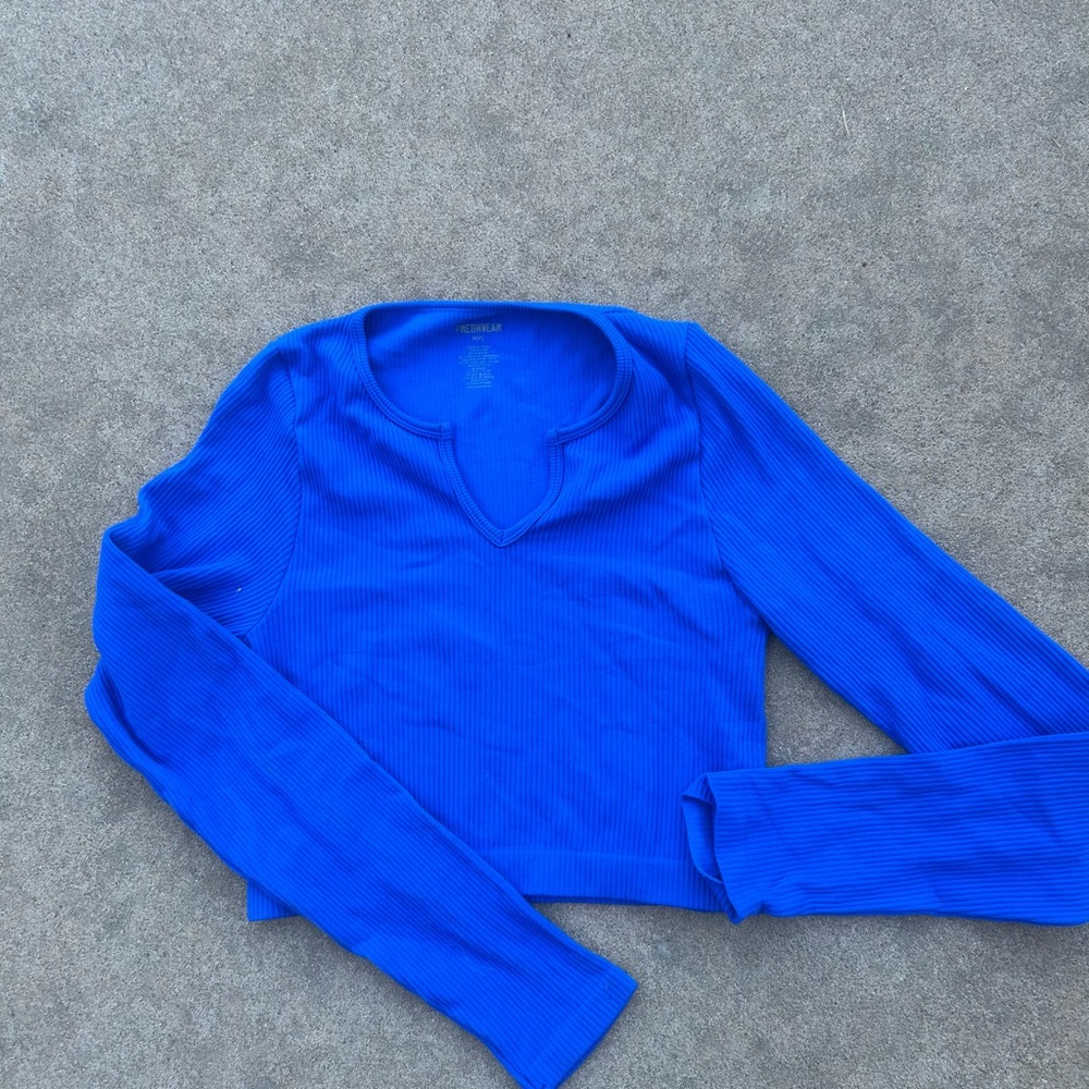 Freshwear Vibrant Blue Ribbed Top